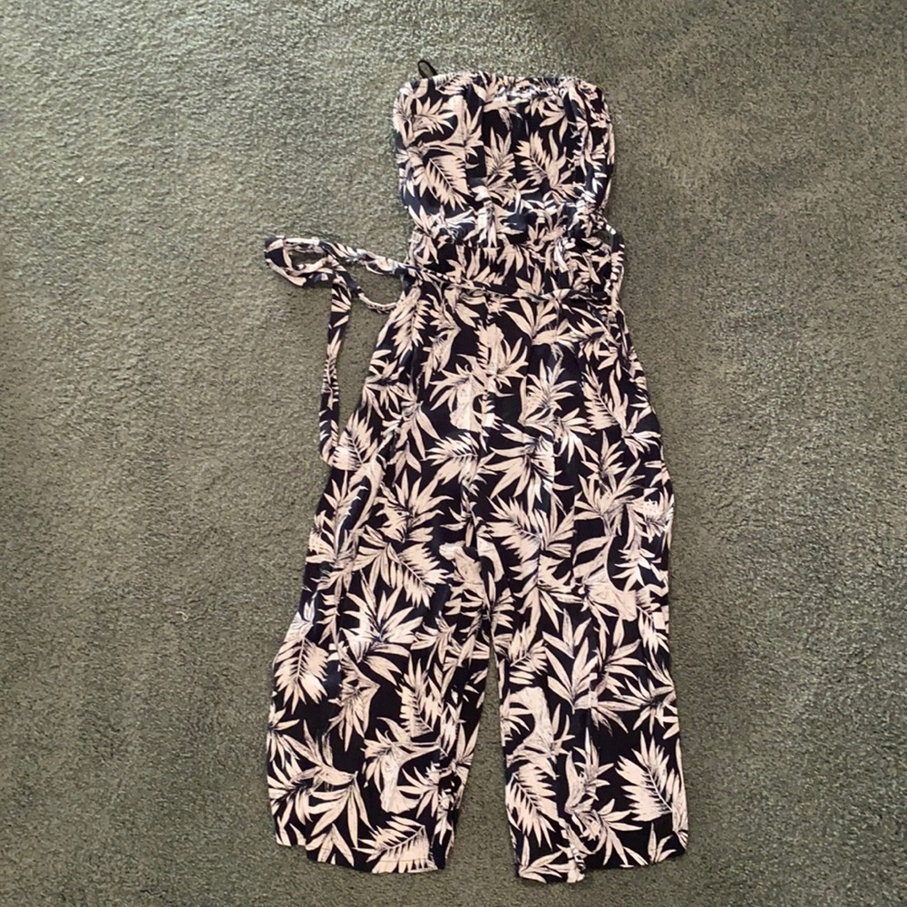 Strapless floral jumpsuit